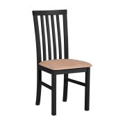 Sedia da pranzo nera Tartu in faggio massiccio | Seduta imbottita schiuma T-25 | Rivestimento tessuto beige | Altezza sedile 47 cm