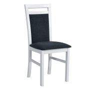 Sedia da pranzo in faggio massiccio bianco | Seduta imbottita in tessuto grigio scuro | Stile classico e resistente