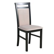 Sedia da pranzo moderna in faggio nero | Rivestimento grigio chiaro/beige | Altezza seduta 47 cm | Robusta e confortevole