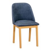 Sedia imbottita Dorpat | Faggio massiccio effetto rovere | Imbottitura schiuma T-25 | Rivestimento blu | Altezza seduta 47 cm