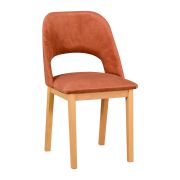 Sedia imbottita pesca/arancio | Seduta 47 cm | Struttura faggio rovere | Design classico da pranzo