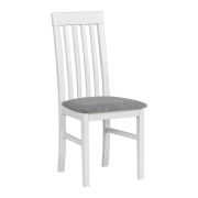 Sedia da pranzo Vang | Legno di faggio laccato bianco | Seduta imbottita grigia | Altezza seduta 47 cm