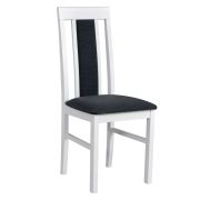 Sedia da pranzo imbottita Nasran | Tessuto grigio scuro | Legno di faggio bianco | Stile classico | Altezza seduta 47 cm