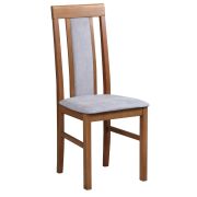 Sedia imbottita per sala da pranzo | Tessuto grigio elegante | Struttura in faggio massiccio noce chiaro | Seduta 47 cm | Stile classico Nasran