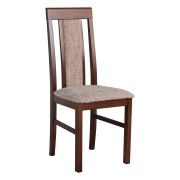 Sedia in faggio effetto noce | Schienale imbottito beige | Seduta in schiuma T-25 | Comfort elevato | 43x40x96 cm