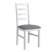 Poltrona in faggio massiccio bianco | Seduta 47 cm | Imbottita | Tessuto grigio | Stile classico