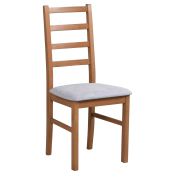 Sedia da pranzo classica | Altezza seduta 47 cm | Imbottitura schiuma T-25 | Faggio massiccio noce chiaro | Tessuto grigio