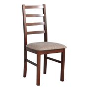 Sedia da pranzo classica Koknese | Faggio massiccio laccato noce | Seduta imbottita | Tessuto beige/rossiccio | Robusta