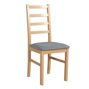 Sedia da pranzo in legno massiccio di faggio color rovere | Sedile imbottito grigio | Schiuma T-25 | Comfort elevato