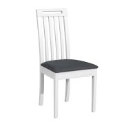 Sedia imbottita Karsck | Struttura in faggio laccato bianco | Tessuto grigio | Imbottitura schiuma T-25 | Altezza seduta 47 cm | Stile classico