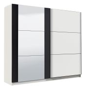 Armadio Sizila 01 bianco/nero | 10 scomparti | 2 barre appendiabiti | Specchio | 210 x 217 x 62,5 cm