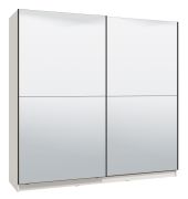 Armadio scorrevole Bogati 03 | Bianco lucido | 2 ante specchio | 2 barre appendiabiti | 210 x 217 x 62,5 cm