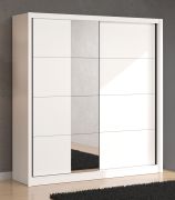 Guardaroba scorrevole Apatin 04 bianco | Specchio | 3 barre appendiabiti | 5 scomparti | 215,5 x 205 x 60 cm