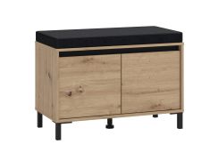Cassapanca "Priboj" 02, color rovere Artisan, 2 ante a battente, seduta imbottita, 80 x 40 x 57 cm
