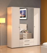 Armadio ad ante battenti "Rekovac" 02, color cashmere, 2 ante a specchio, 2 cassetti, 11 scomparti, 1 barra appendiabiti, 179,5 x 56 x 210,5 cm