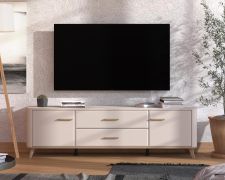 Mobile TV "Alibunar" 02, color cashmere, 2 ante a battente, 2 cassetti, 2 scomparti, bordi in ABS, 179,5 x 40 x 52,5 cm