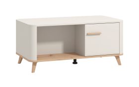Tavolino "Alibunar" 07, color cashmere, maniglie e gambe: rovere Artisan, 2 ante a battente, 3 scomparti, bordi in ABS, 101 x 54,5 x 46 cm