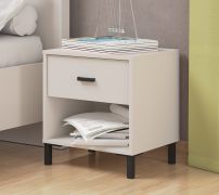 Comodino "Loznica" 02, color cashmere, gambe: nero, 1 scomparto, 1 cassetto, Bordi in ABS, 48 x 40 x 52 cm
