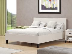 Letto matrimoniale "Loznica" 03, color cashmere, gambe: nere, bordi in ABS, 160 x 200 cm