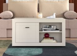 Tavolino "Rakovica" 06, color cashmere, maniglie: metallo, 2 ante a battente, 4 scomparti, bordi in ABS, 101 x 58 x 53,5 cm