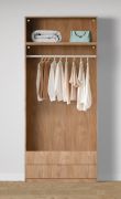 Armadio a giorno "Aarwangen" 10, color rovere Puccini, 1 scomparto, 2 cassetti, 1 barra appendiabiti, 103 x 55 x 234 cm