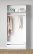 Armadio a giorno "Aarwangen" 11, bianco, 1 scomparto, 2 cassetti interni, 1 barra appendiabiti, 103 x 55 x 234 cm
