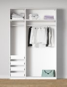 Armadio a giorno "Aarwangen" 15, bianco, 2 scomparti, 4 cassetti interni, 2 barre appendiabiti, 154 x 55 x 234 cm