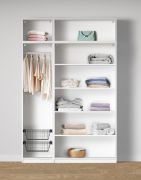 Armadio a giorno "Aarwangen" 17, bianco, 7 scomparti, 4 ripiani in legno, 1 barra appendiabiti, 2 cestini per la biancheria, 154 x 55 x 234 cm