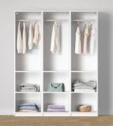 Armadio a giorno "Aaarwangen" 18, bianco, 4 scomparti, 6 ripiani in legno, 3 barre appendiabiti, 154 x 55 x 196 cm