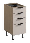 Mobile base da cucina | 4 cassetti | Colore: rovere Baltic Storm / beige | Funzione Soft-Close | 40 x 52 x 87 cm | Maniglie in metallo | Piedini regolabili | Lavorazione di alta qualità