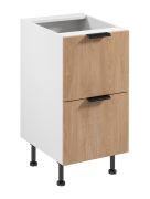 Mobile base da cucina | 2 cassetti | Colore: bianco / rovere Puccini | Funzione Soft-Close | 45 x 52 x 87 cm | Maniglie in metallo | Piedini regolabili | Lavorazione di alta qualità
