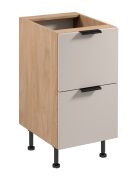 Mobile base da cucina | 2 cassetti | Colore: rovere Puccini / beige | Funzione Soft-Close | 45 x 52 x 87 cm | Maniglie in metallo | Piedini regolabili | Lavorazione di alta qualità
