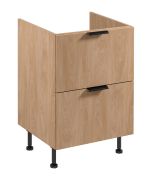 Mobile sottolavello | 2 cassetti | Colore: rovere Puccini | Funzione Soft-Close | 60 x 52 x 87 cm | Maniglie in metallo | Per l'installazione di un piano cottura a induzione