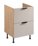 Mobile sottolavello | 2 cassetti | Colore: rovere Puccini / beige | Funzione Soft-Close | 60 x 52 x 87 cm | Maniglie in metallo | Per l'installazione di un piano cottura a induzione