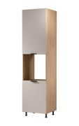 Mobile da cucina | 2 ante a battente | Colore: rovere Puccini / beige | Funzione Soft-Close | 60 x 58 x 247 cm | 5 ripiani | Maniglie in metallo | Predisposto per l'installazione di un forno | Apertura ante: a sinistra