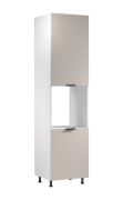 Mobile da cucina | 2 ante a battente | Colore: bianco / beige | Funzione Soft-Close | 60 x 58 x 247 cm | 5 ripiani | Maniglie in metallo | Predisposto per l'installazione di un forno | Apertura anta: a destra