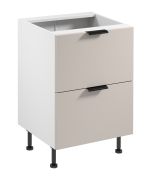 Mobile base da cucina | 2 cassetti | Colore: bianco / beige | Piedini regolabili | Maniglia in metallo | Funzione Soft-Close | 60 x 52 x 87 cm | Finiture di alta qualità