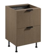 Mobile base da cucina | 2 cassetti | Colore: rovere Baltic Storm | Funzione Soft-Close | 60 x 52 x 87 cm | Maniglie in metallo | Lavorazione di alta qualità | Piedini regolabili