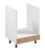 Armadio da incasso per fornelli | 1 cassetto a estrazione totale | Colore: bianco / rovere Puccini | Funzione Soft-Close | 60 x 52 x 87 cm | Maniglie in metallo | Per l'installazione di un fornello da incasso