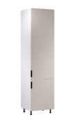 Armadio da cucina | 2 ante a battente | Colore: bianco / beige | 1 ripiano | 60 x 58 x 247 cm | Funzione Soft-Close | Per l'installazione di un frigorifero | Apertura anta: a destra