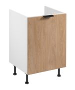 Mobile sottolavello | 1 cassetto | Colore: bianco / rovere Puccini | con contenitori per la raccolta differenziata da 2 x 15 litri | Funzione Soft-Close | 60 x 52 x 87 cm | piedini regolabili