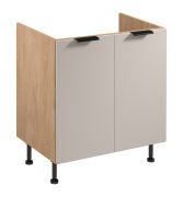 Mobile sottolavello | 2 ante a battente | Colore: rovere Puccini / beige | Funzione Soft-Close | 1 ripiano | 80 x 52 x 87 cm | Maniglie in metallo | Per l'installazione di un lavabo