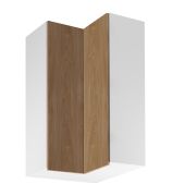 Pensile da cucina / Pensile angolare | 2 ante a battente | Colore: bianco / rovere Puccini | Funzione Soft-Close | 3 scomparti | 60 x 60 x 100 cm | Lavorazione di alta qualità