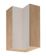 Pensile da cucina / Pensile angolare | 2 ante a battente | Colore: rovere Puccini / beige | Funzione Soft-Close | 3 scomparti | 60 x 60 x 100 cm | Lavorazione di alta qualità