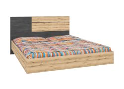 Letto matrimoniale Apuseni 02 | Rovere Artisan e pino norvegese | 2 cassetti, 2 scomparti | 160 x 200 cm | Testiera decorata