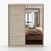 Armadio scorrevole Galtee 09 rovere Sonoma con specchio | 2 ante | 6 scomparti | 195 x 160 x 61 cm