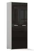 Armadio moderno ante battenti | Bianco e nero lucido | 2 ante, 2 scomparti | 199 x 80 x 51 cm