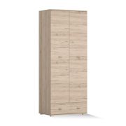 Armadio battente 1 anta | Rovere San Remo | Maniglie argento | 202 x 80 x 52 cm | Spazio organizzato