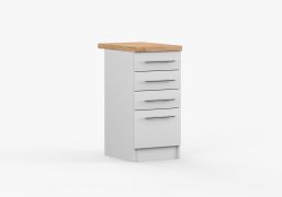 Mobile 4 cassetti bianco | Pannello superiore 38 mm | 85 x 40 x 60 cm | Serie Parnassus