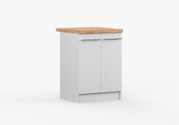 Mobile con ante battenti bianco "Parnassus" 05 | 2 ante | Maniglie metallo | Pannello superiore 38 mm | 85 x 60 x 60 cm
